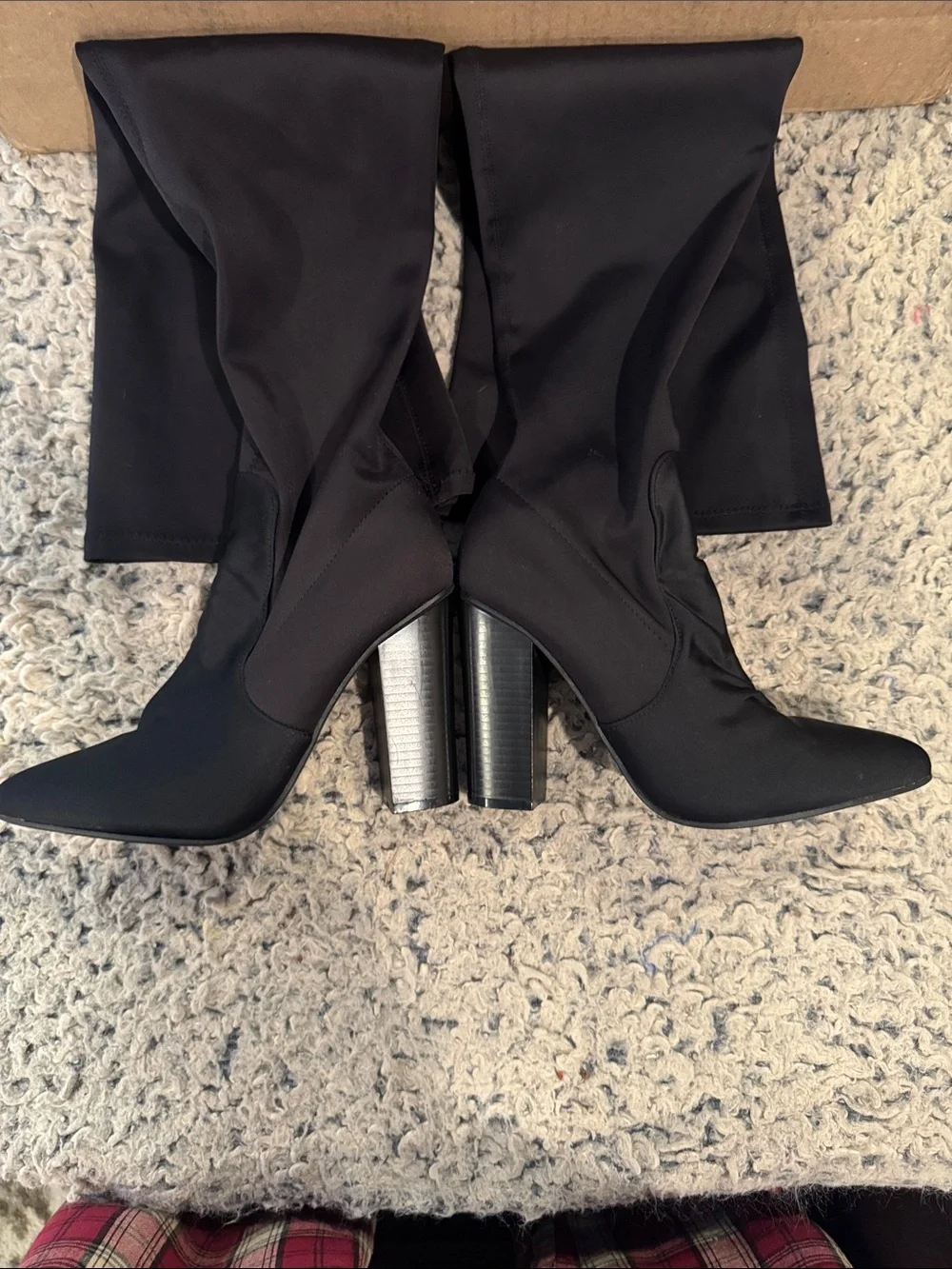 🖤Yoki Black Over-the-Knee Stretch Heeled Boots